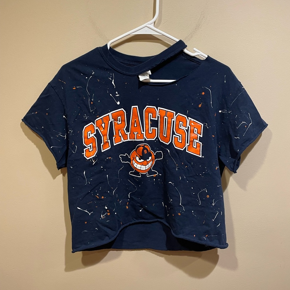 Syracuse Navy Blue Distressed Logo Tee
